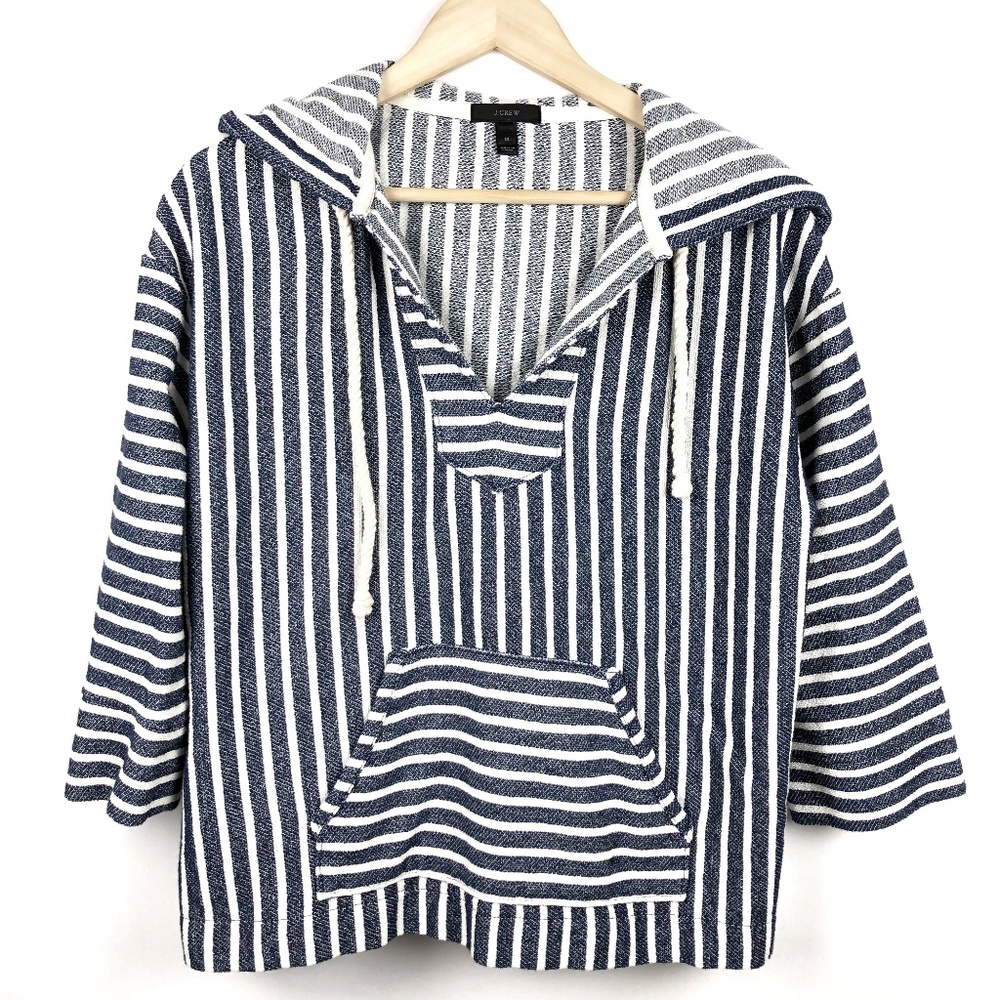 J.Crew Pullover Medium Stripe Hood Kangaroo Pocket